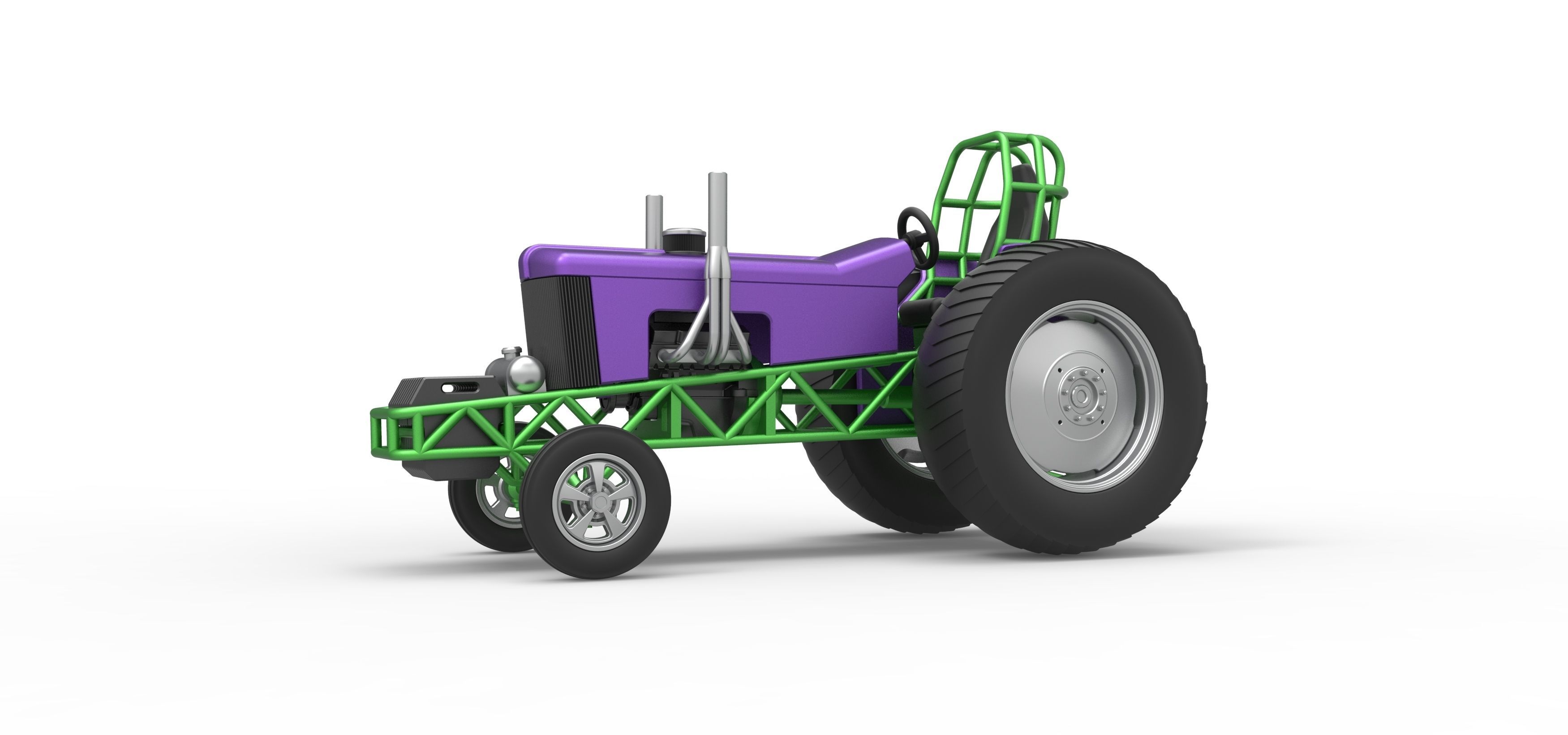 Small block Pulling tractor Scale 1 to 25 3D print model_2