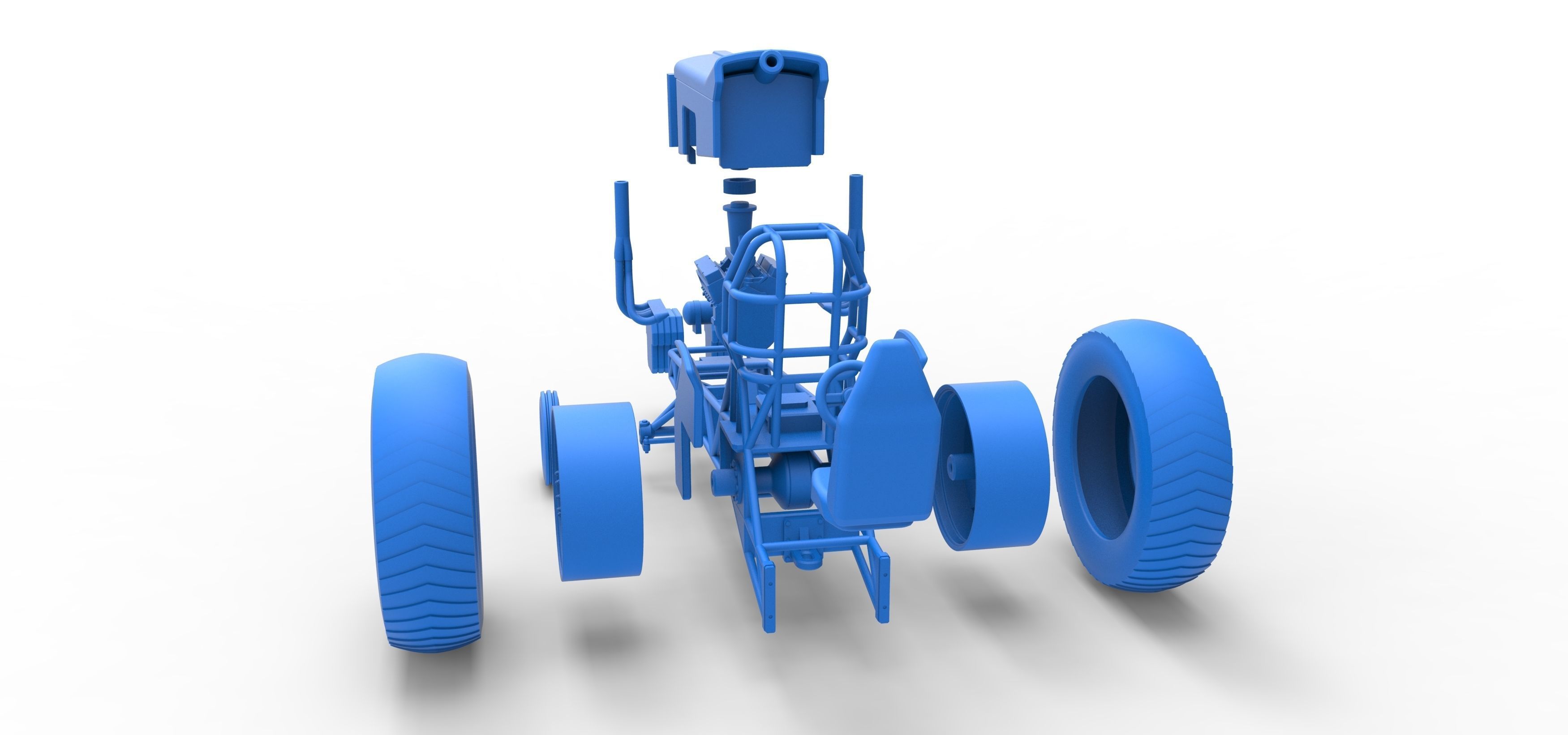 Small block Pulling tractor Scale 1 to 25 3D print model_41