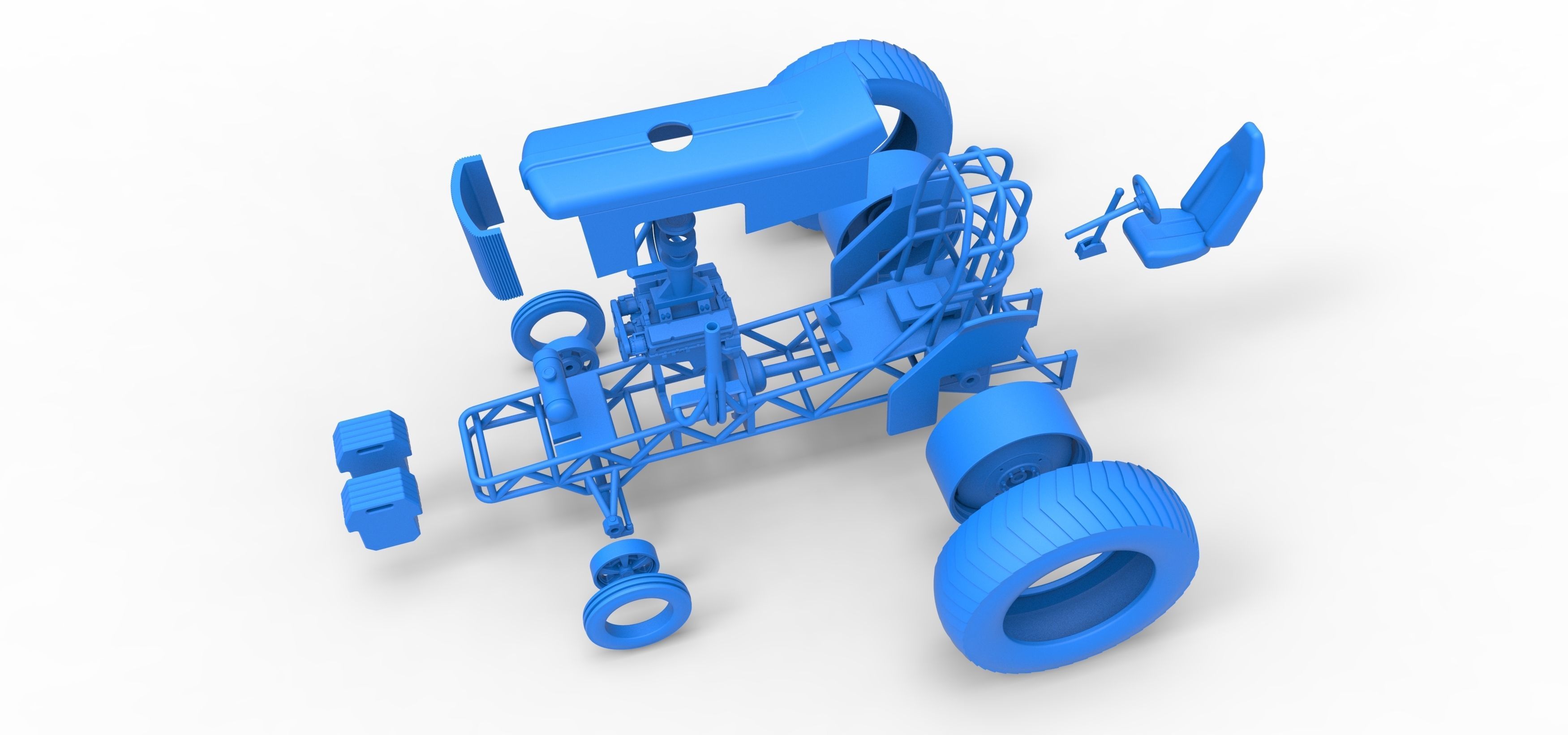 Small block Pulling tractor Scale 1 to 25 3D print model_35