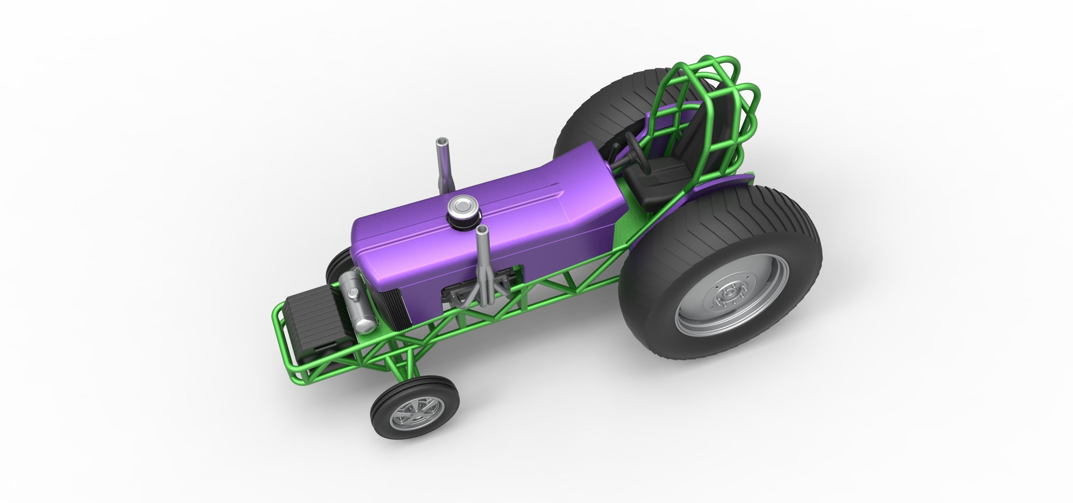 Small block Pulling tractor Scale 1 to 25 3D print model_4