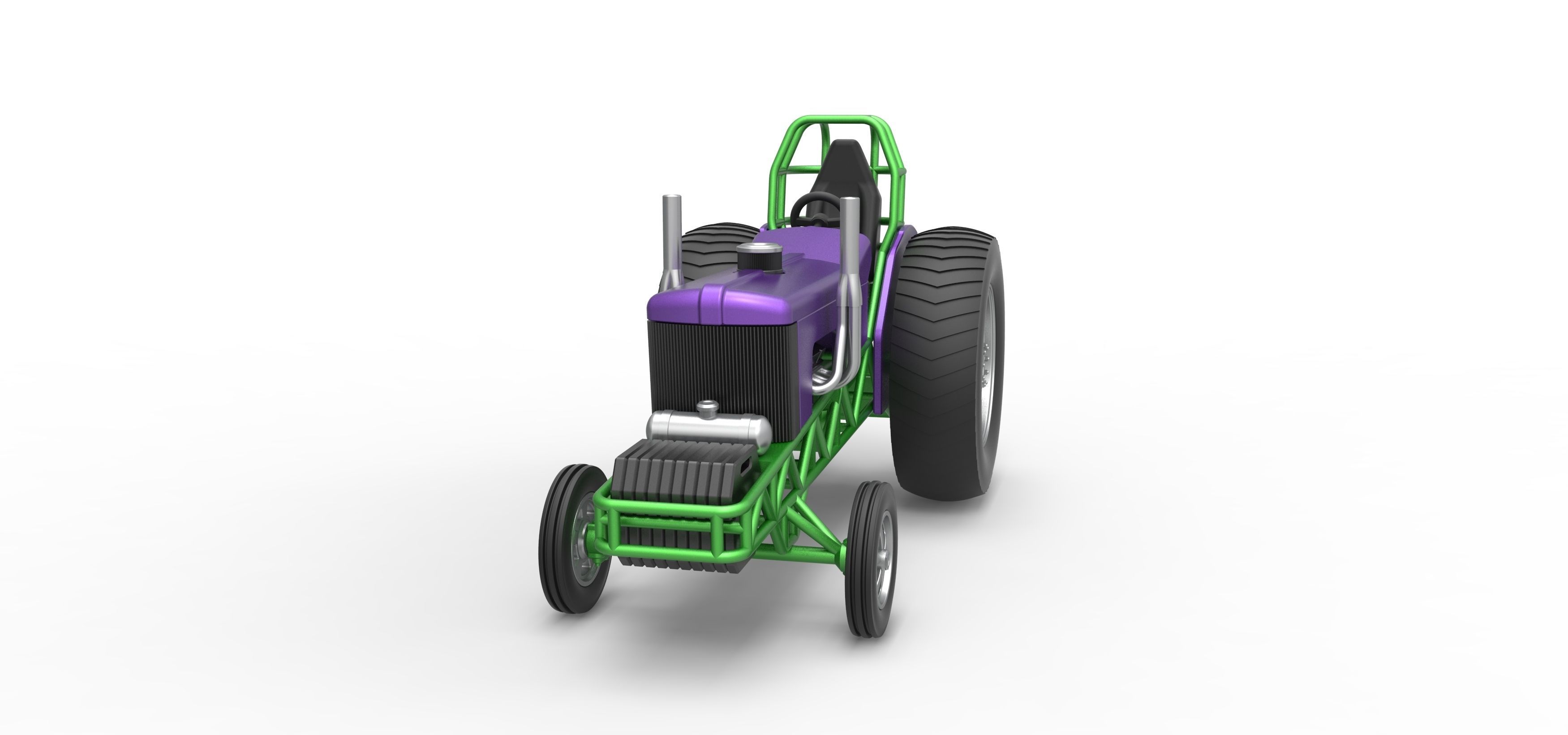 Small block Pulling tractor Scale 1 to 25 3D print model_5