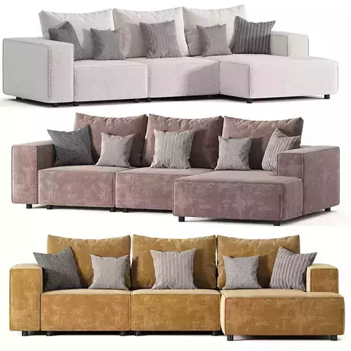 Left Hand 3 Seater Modular Linen Corner Sofa Beige APRICA