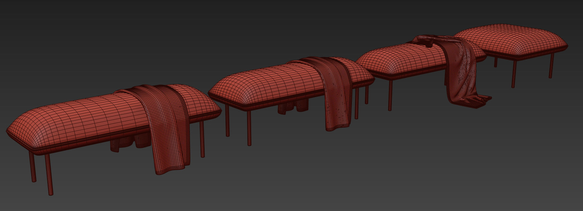 Nakki Bench and otoman by Woud 3D model_13