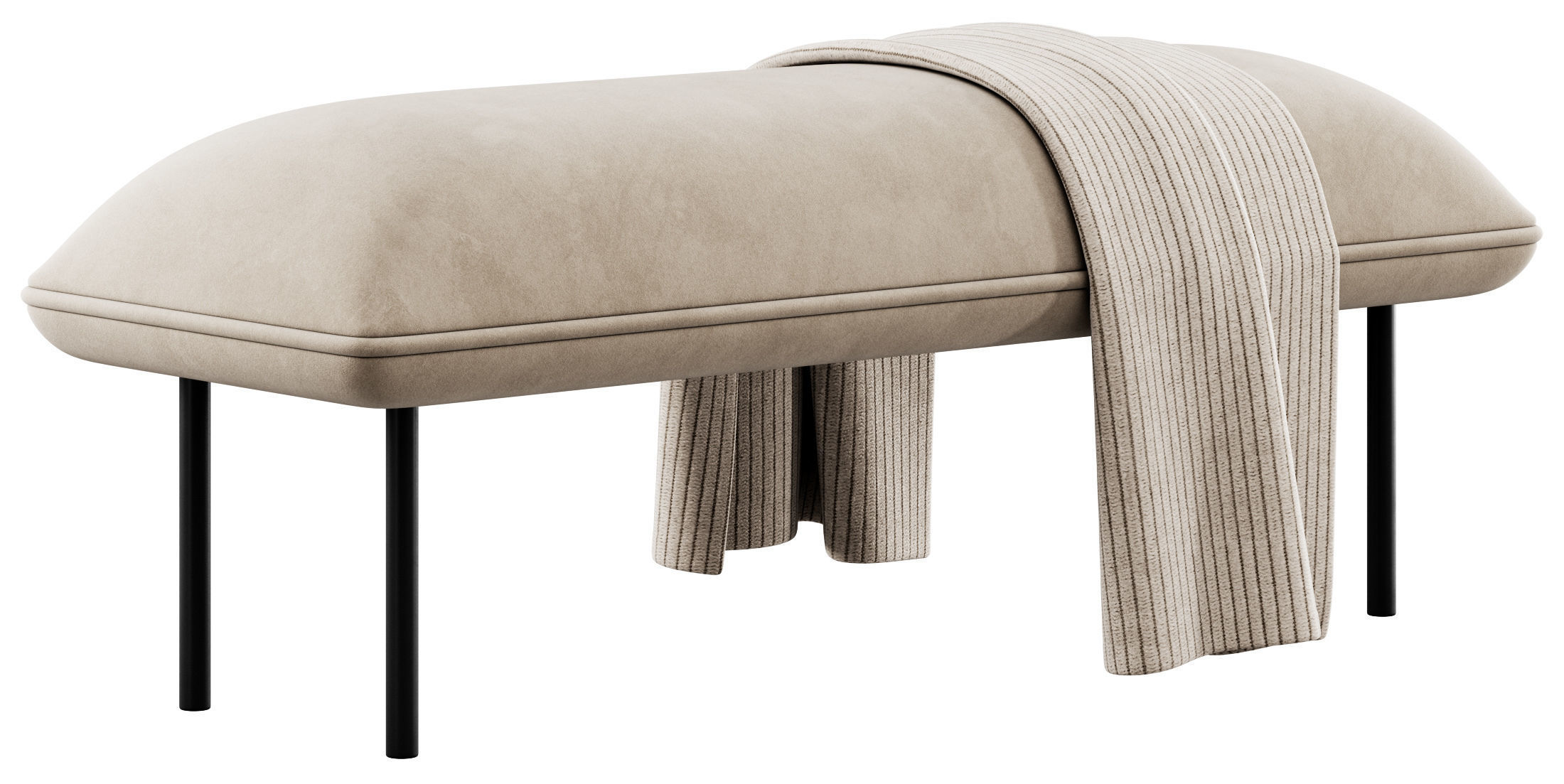 Nakki Bench and otoman by Woud 3D model_6