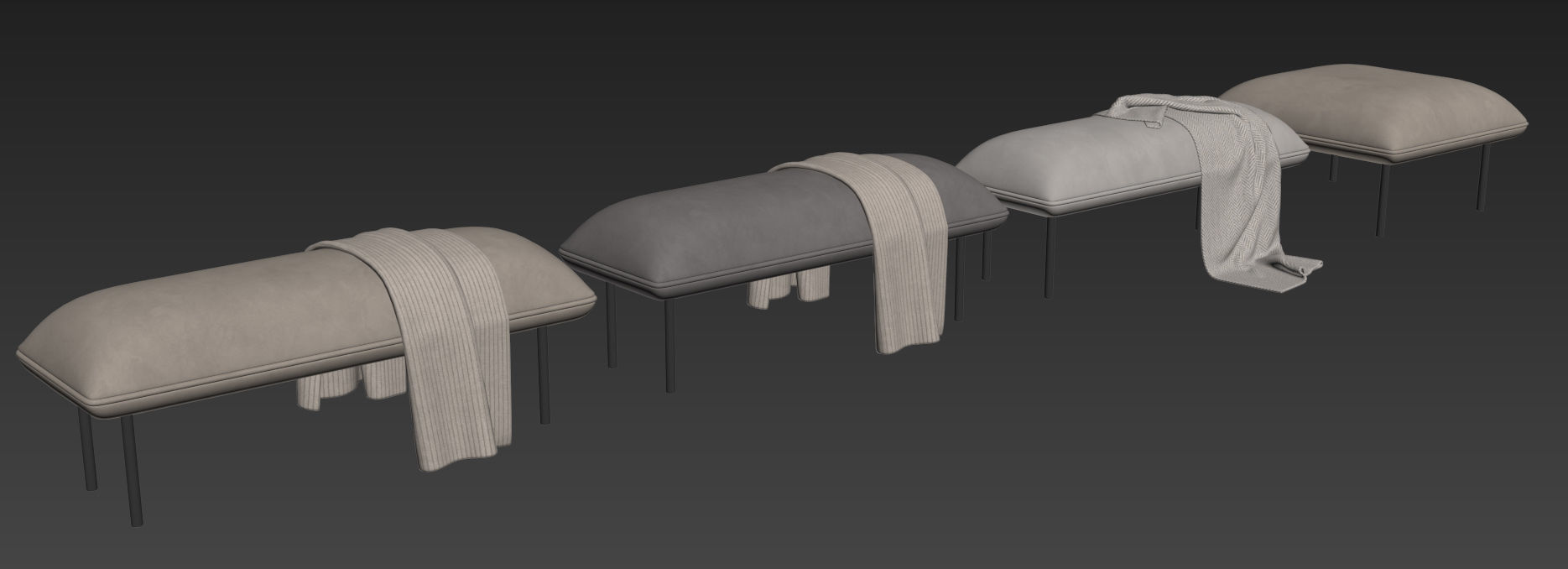 Nakki Bench and otoman by Woud 3D model_11