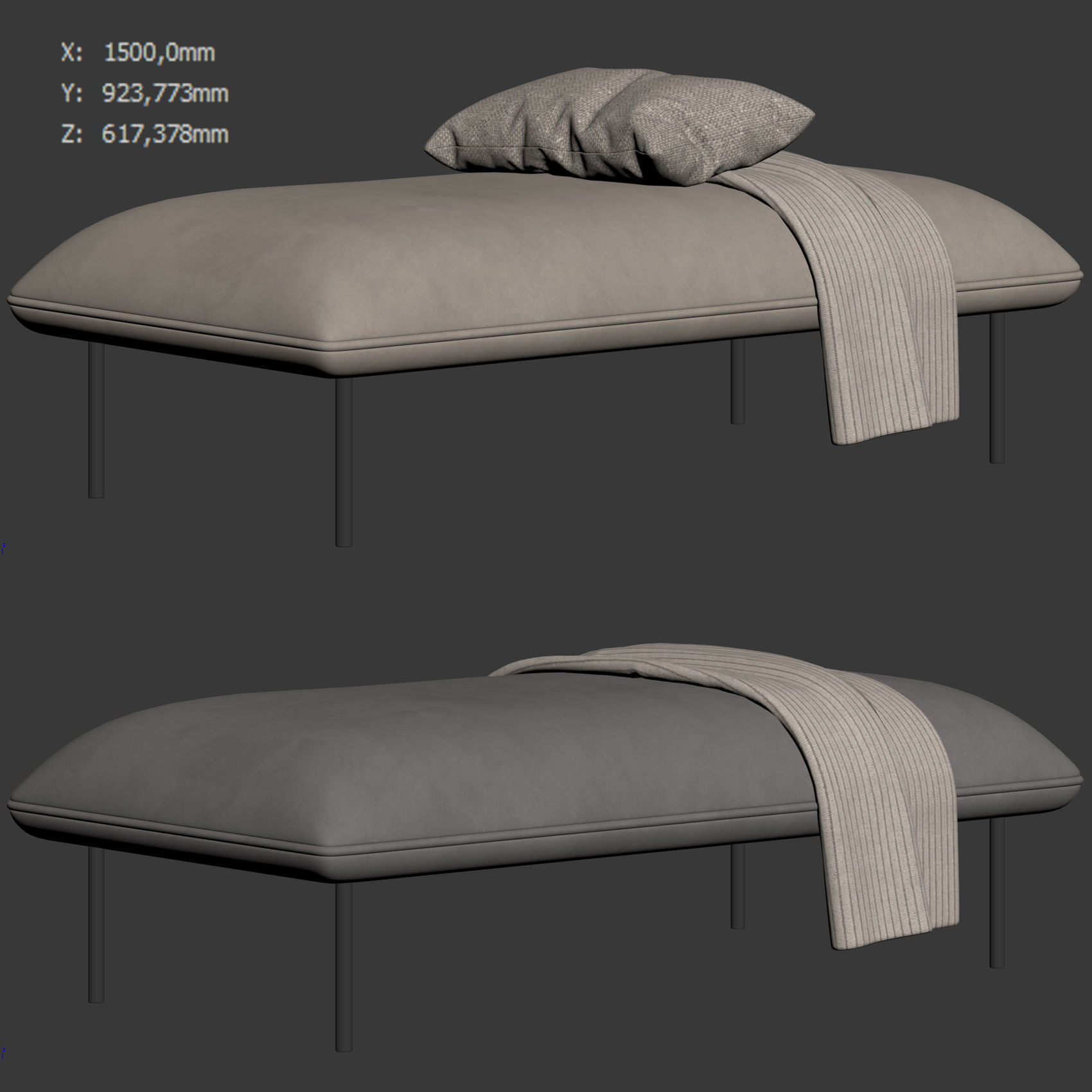 Nakki Long Otoman by Woud 3D model_4