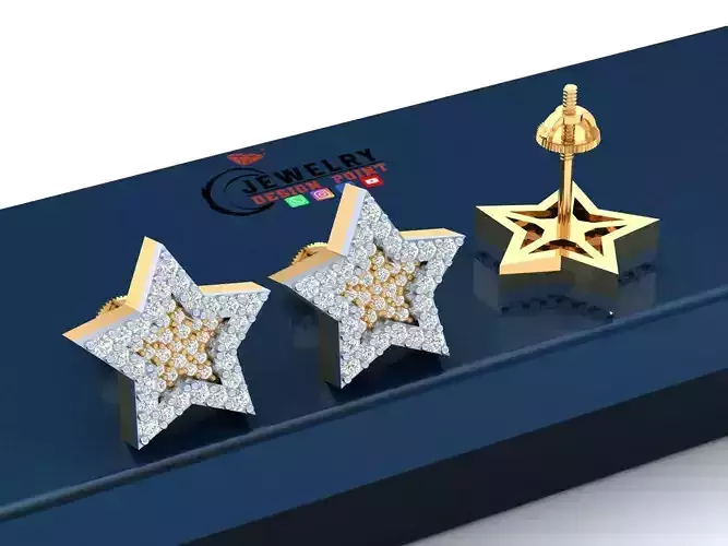 Custom Star Shape Ice-out Diamond Studs - Unisex Earrings 14mm