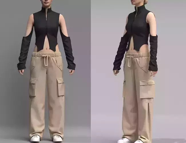Women Streetwear Outfit 3d Model
