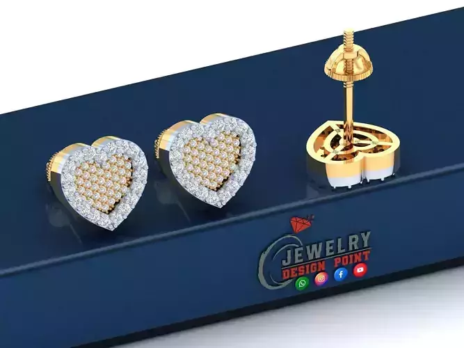 Custom Heart Shape Ice-out Diamond Studs - Unisex Earrings 12mm