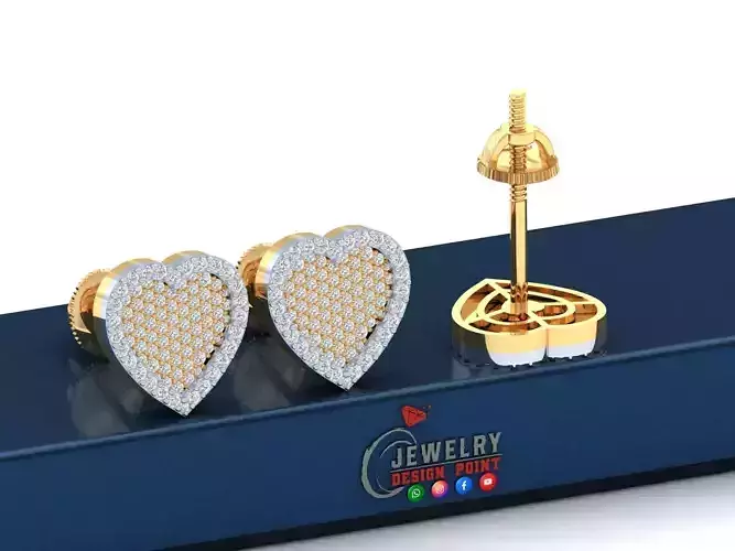 Custom Heart Shape Ice-out Diamond Studs - Unisex Earrings 16mm