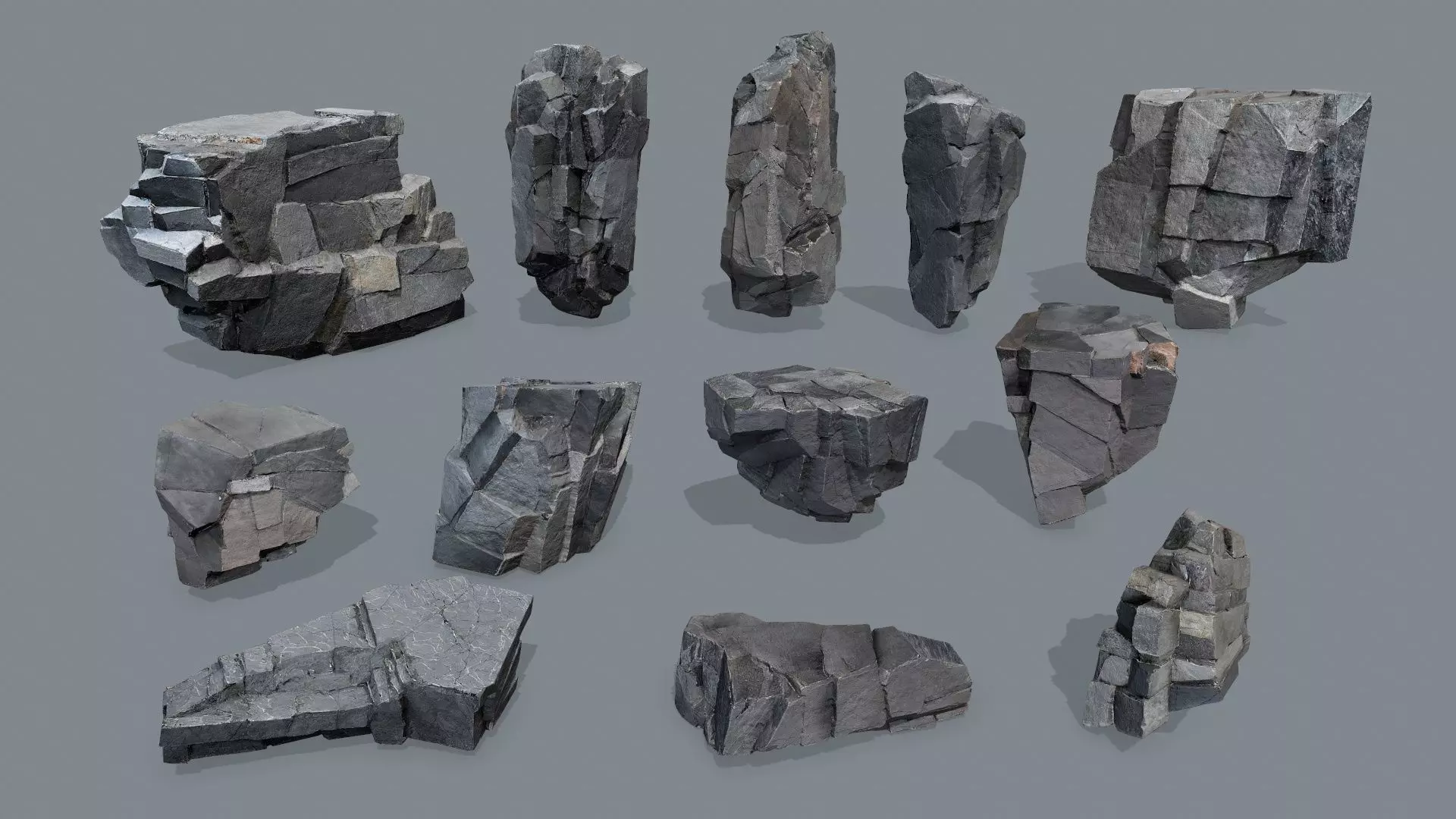 desert rocks Low-poly 3D model_0