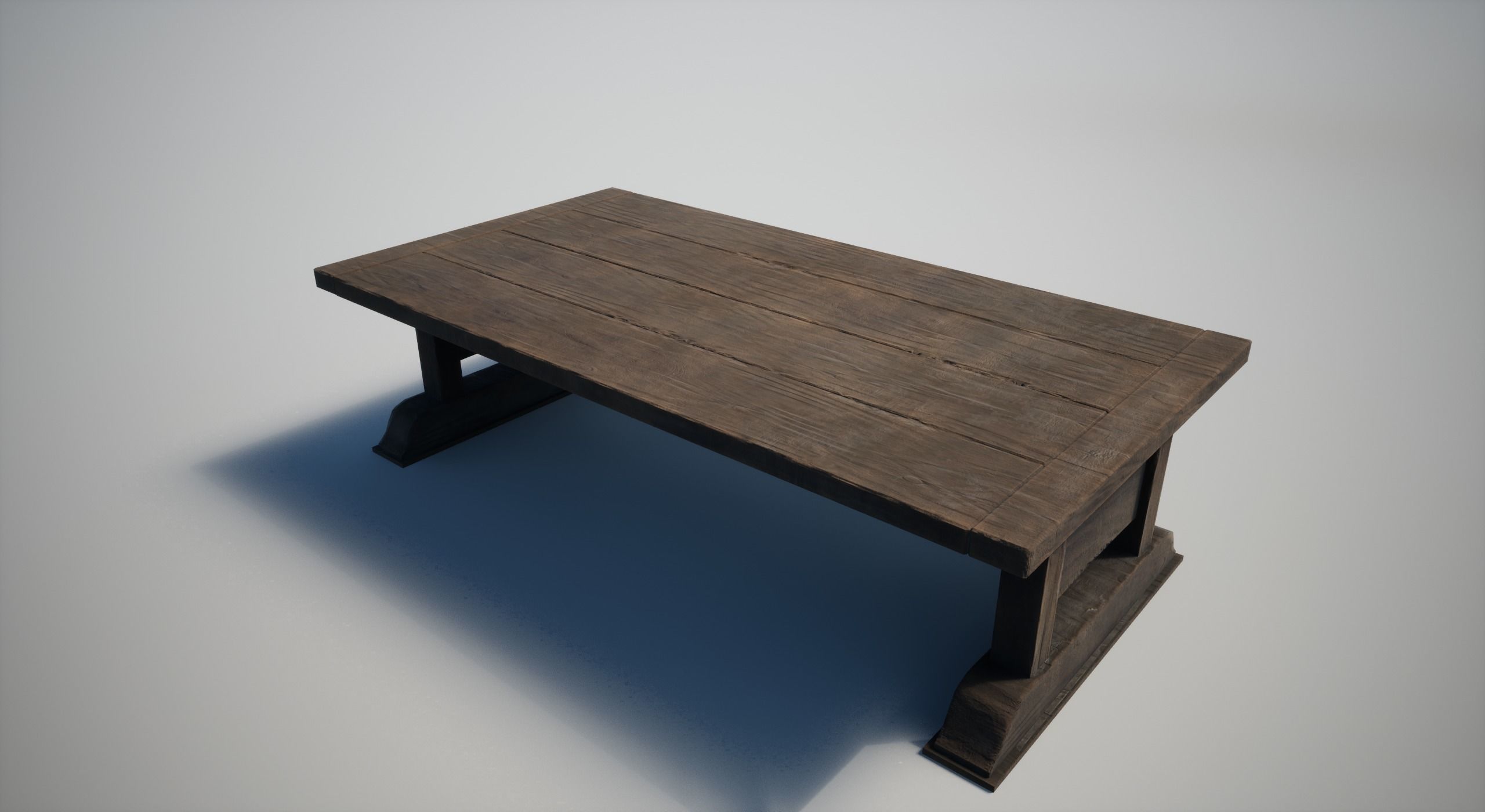 Wood Table Low-poly 3D model_2