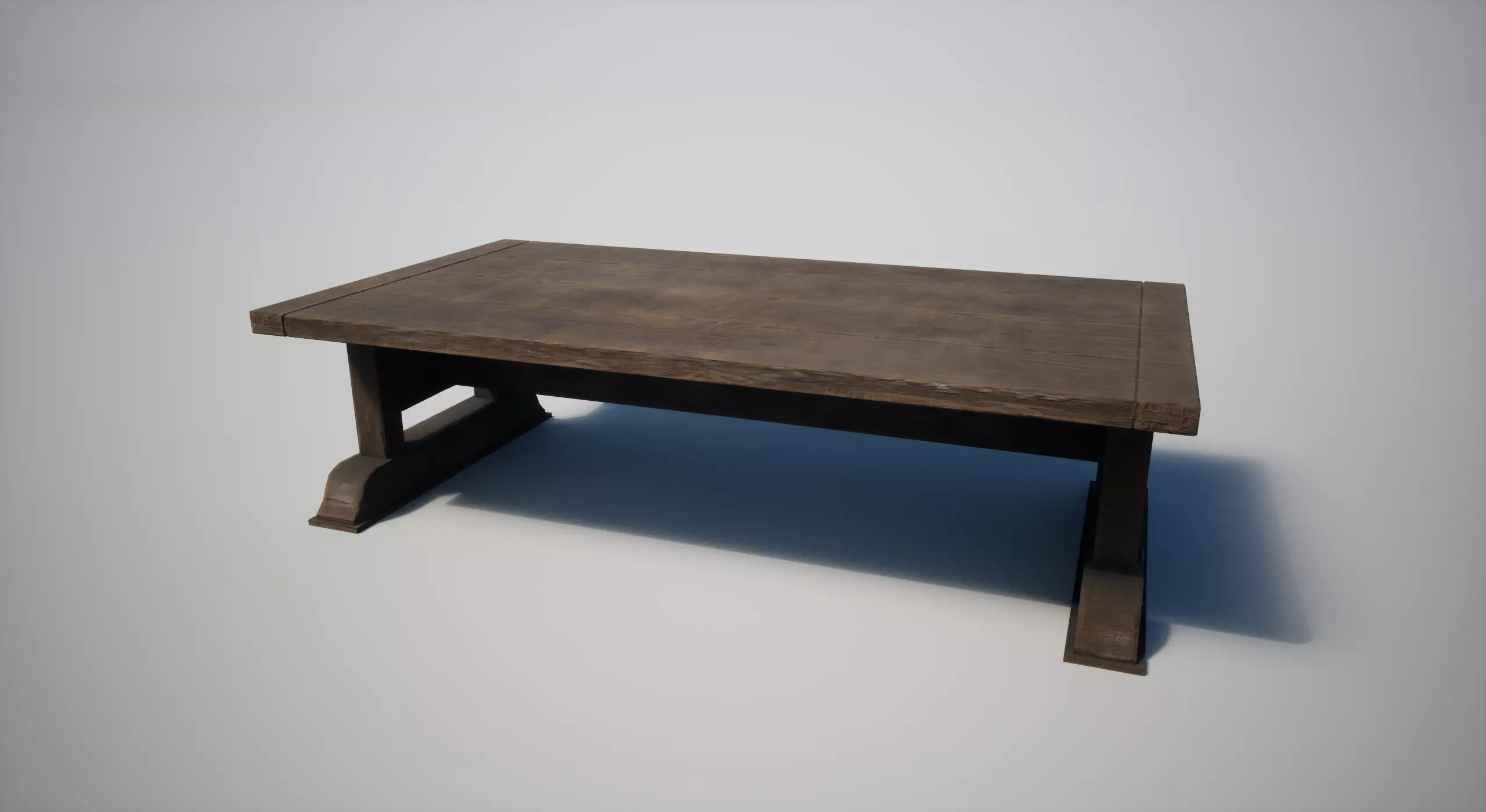 Wood Table Low-poly 3D model_0