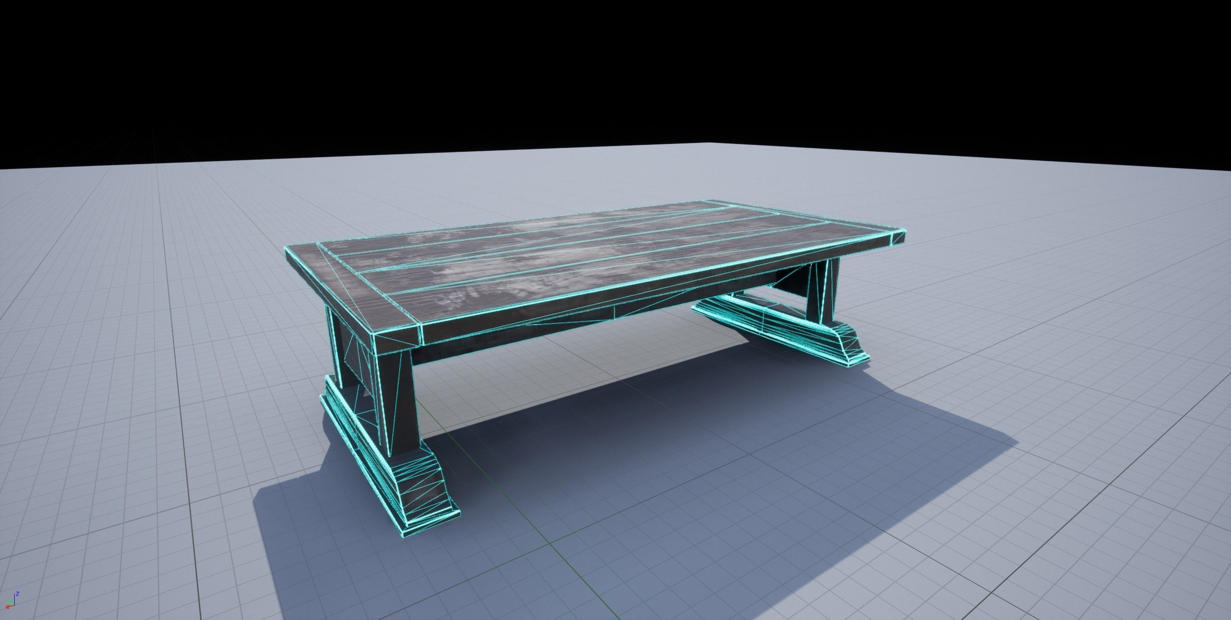 Wood Table Low-poly 3D model_5