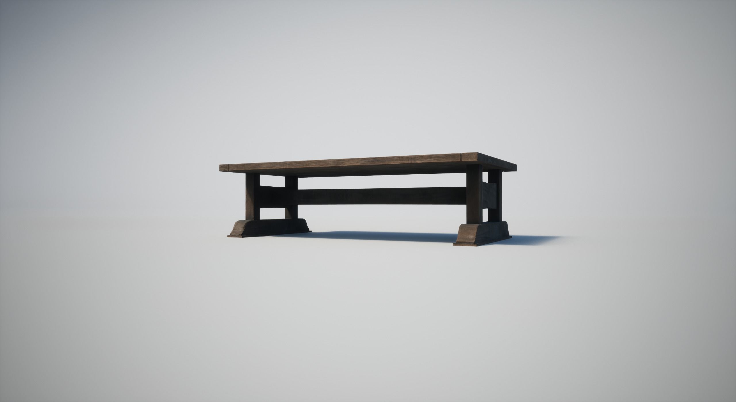 Wood Table Low-poly 3D model_6