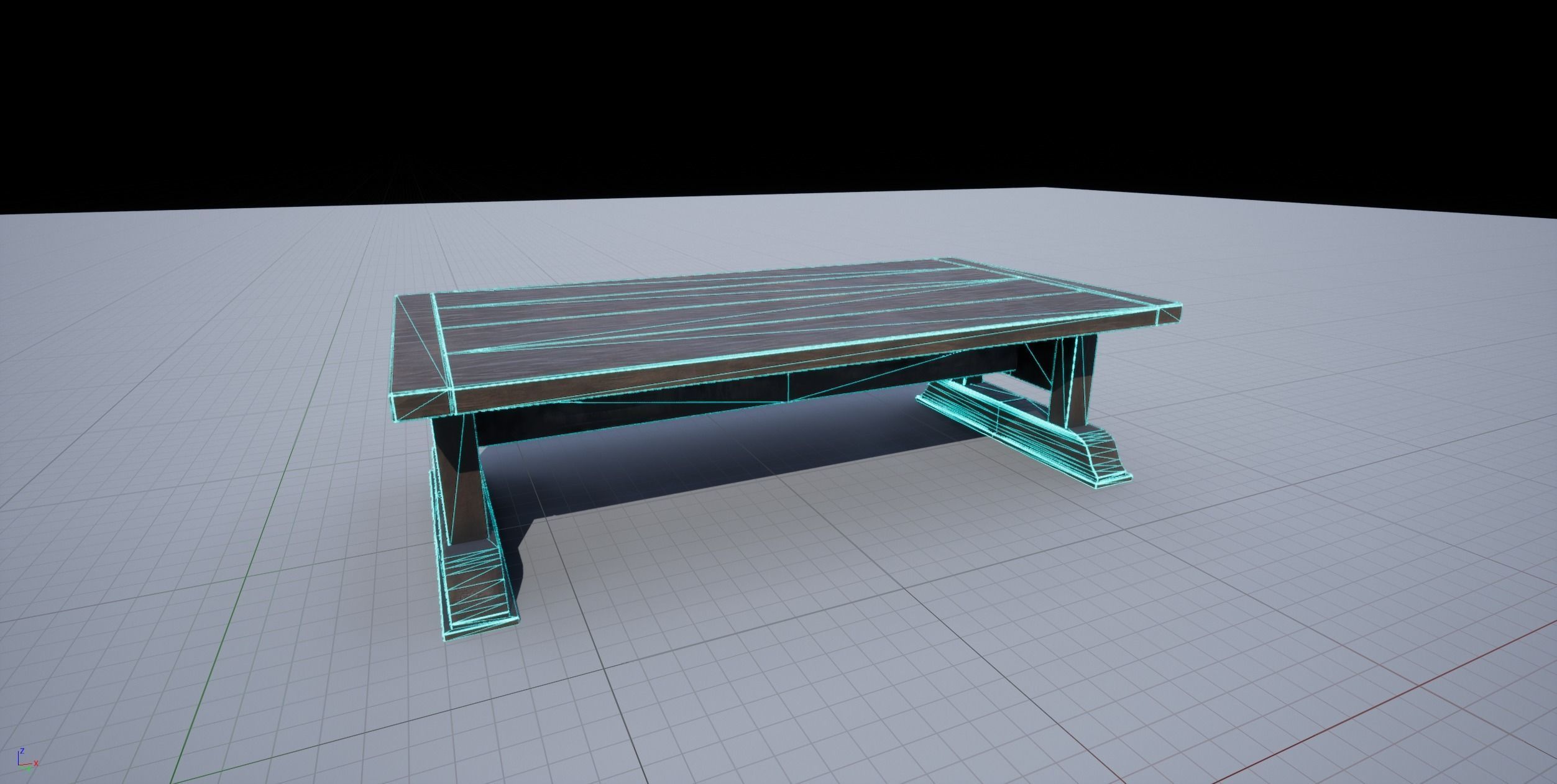 Wood Table Low-poly 3D model_4