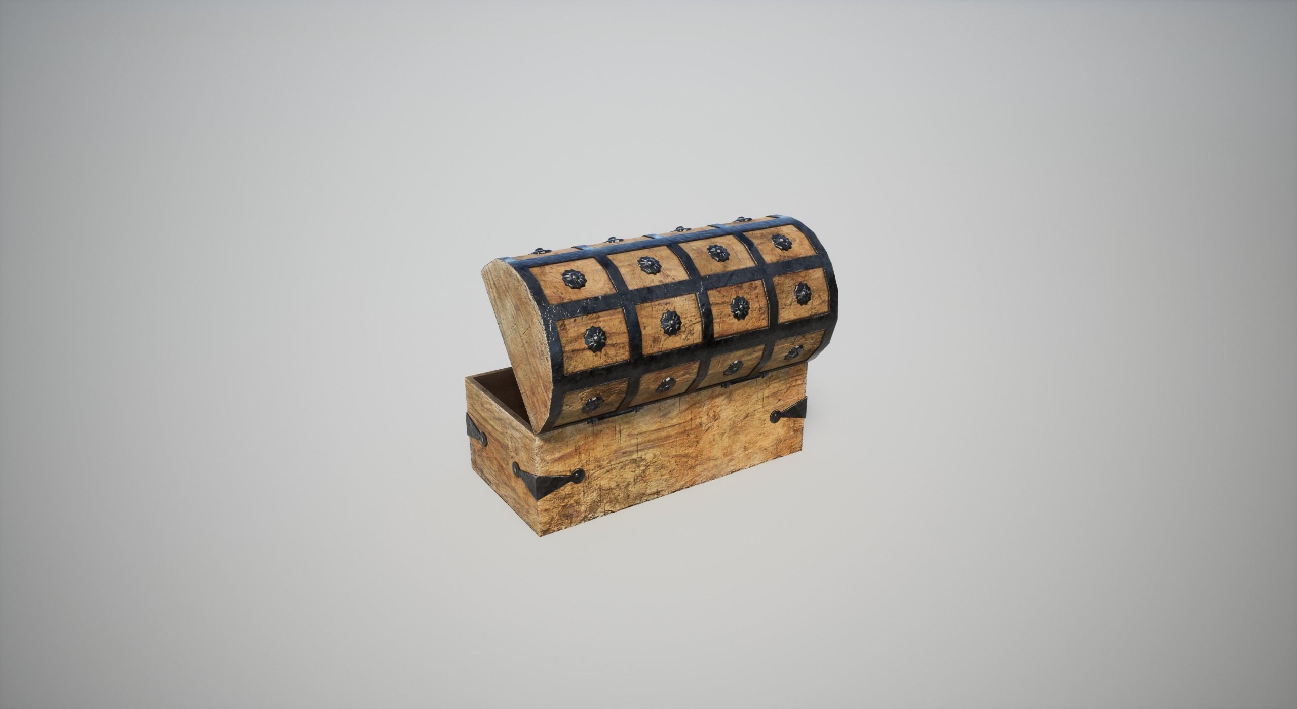 Medieval Chest Low-poly 3D model_3