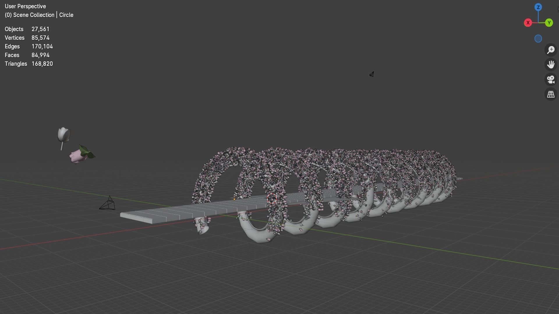 Fairy Glass Walkway decorated with Flowers 3D model 3D model_5