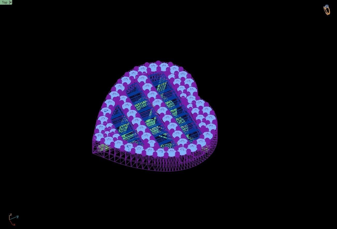 Custom Heart Studs Ice-out Baguettes Diamond Studs - Unisex 16mm 3D print model_15