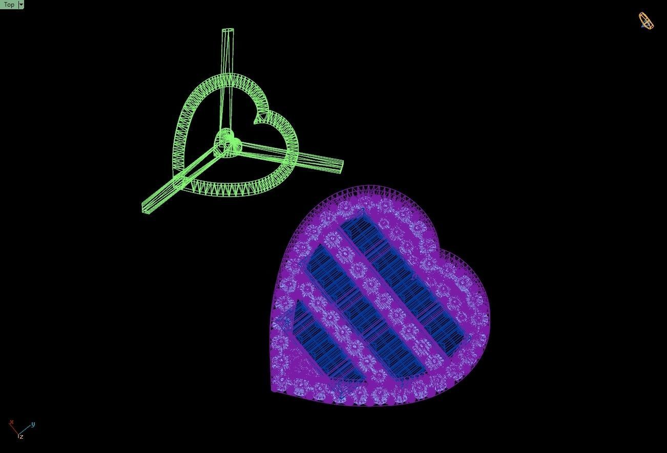 Custom Heart Studs Ice-out Baguettes Diamond Studs - Unisex 16mm 3D print model_17