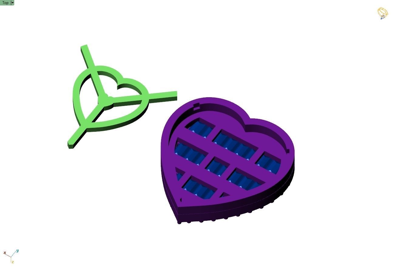 Custom Heart Studs Ice-out Baguettes Diamond Studs - Unisex 16mm 3D print model_14