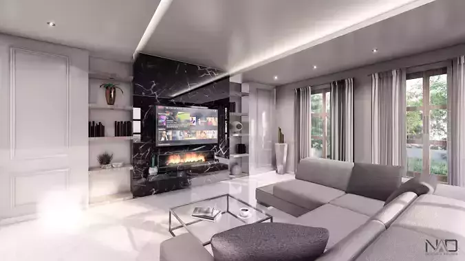 Nero Living Room Interior Design 
