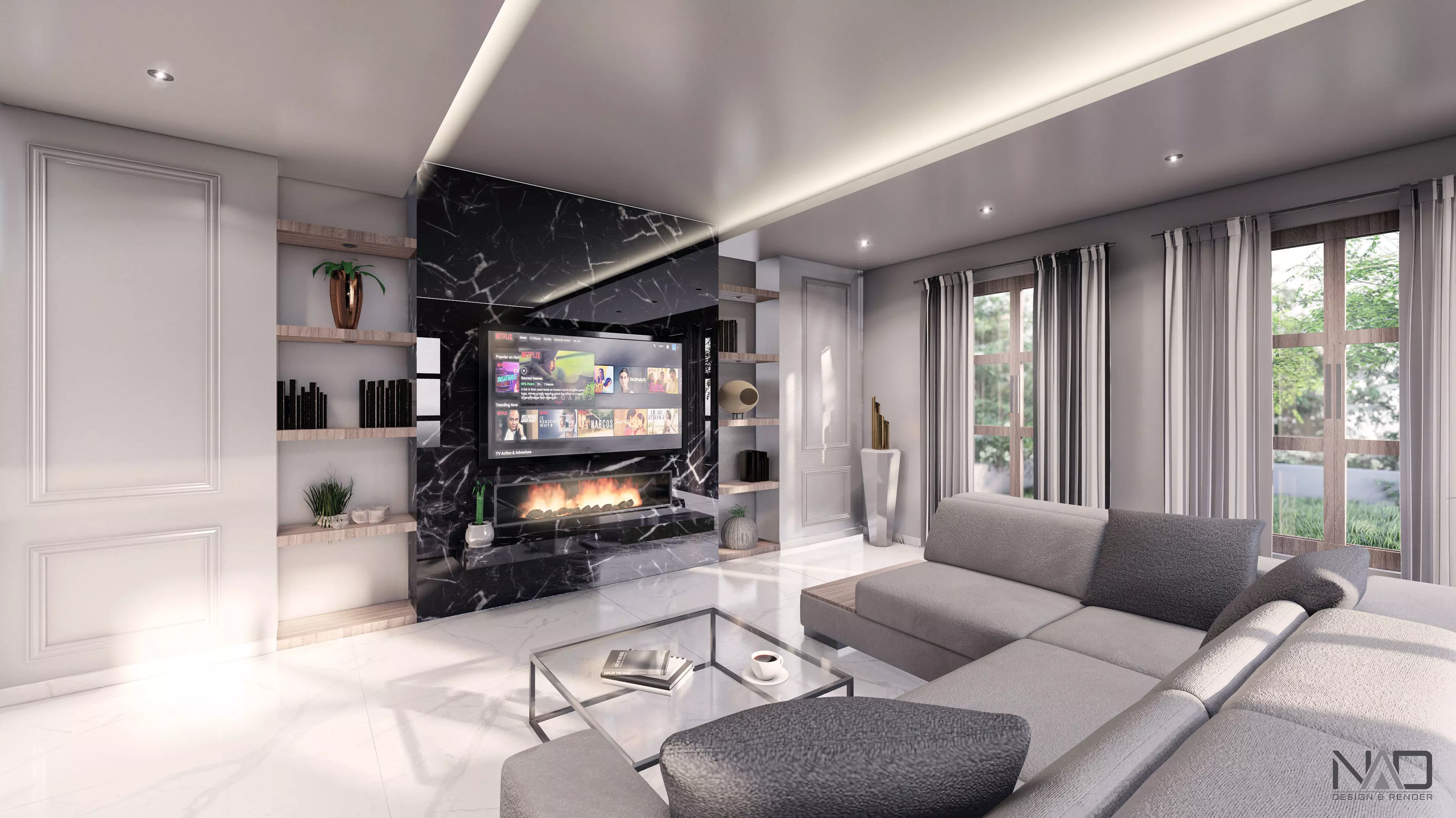 Nero Living Room Interior Design Free 3D model
