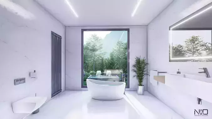 White and Gold Bathroom Interior Design