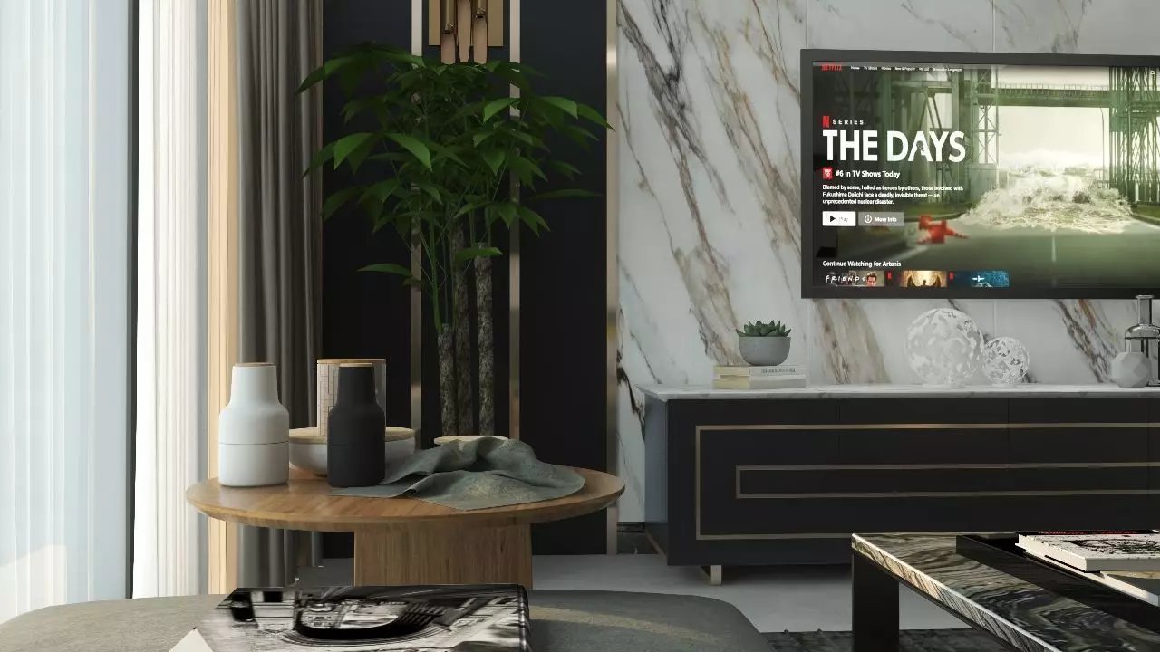 June Living Room Interior Design Free 3D model_5