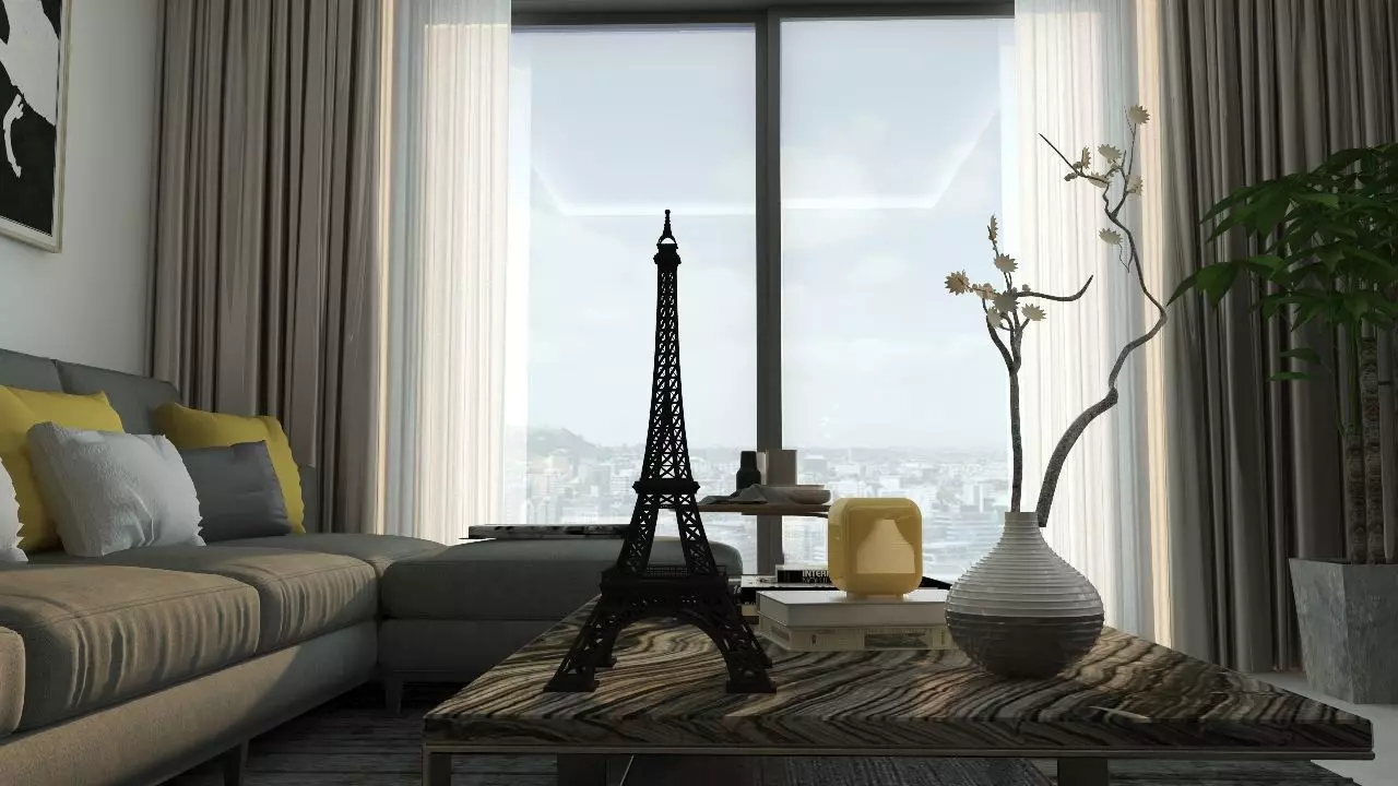 June Living Room Interior Design Free 3D model_3