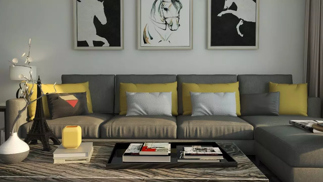 June Living Room Interior Design Free 3D model_13