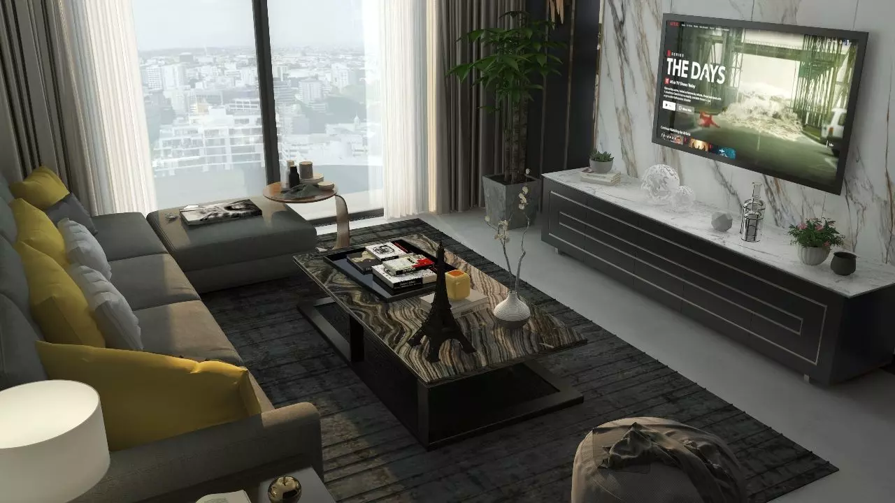 June Living Room Interior Design Free 3D model_2