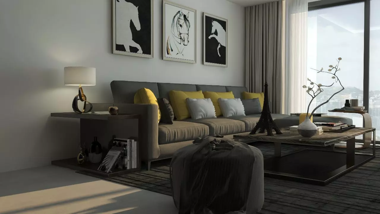 June Living Room Interior Design Free 3D model_15