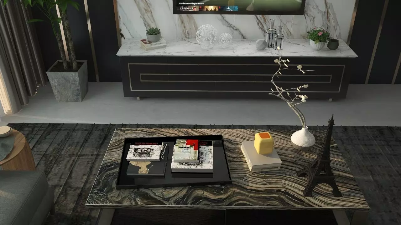 June Living Room Interior Design Free 3D model_8