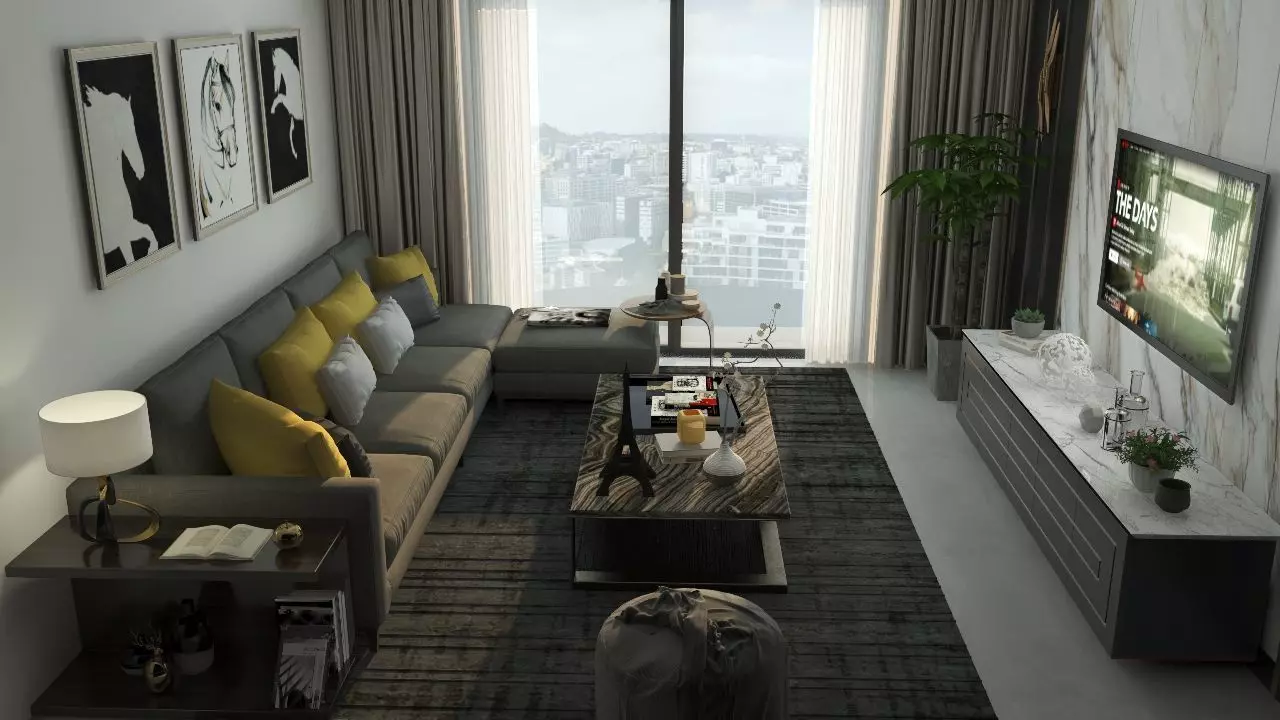 June Living Room Interior Design Free 3D model_9