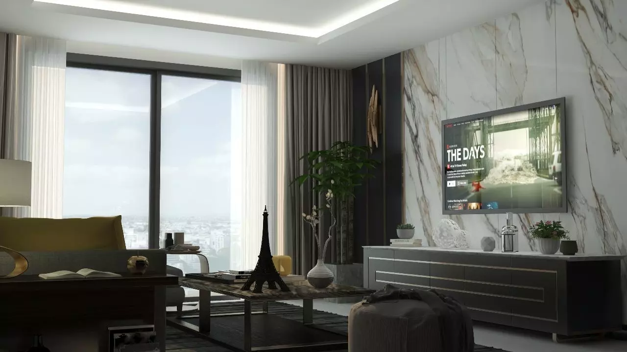 June Living Room Interior Design Free 3D model_10