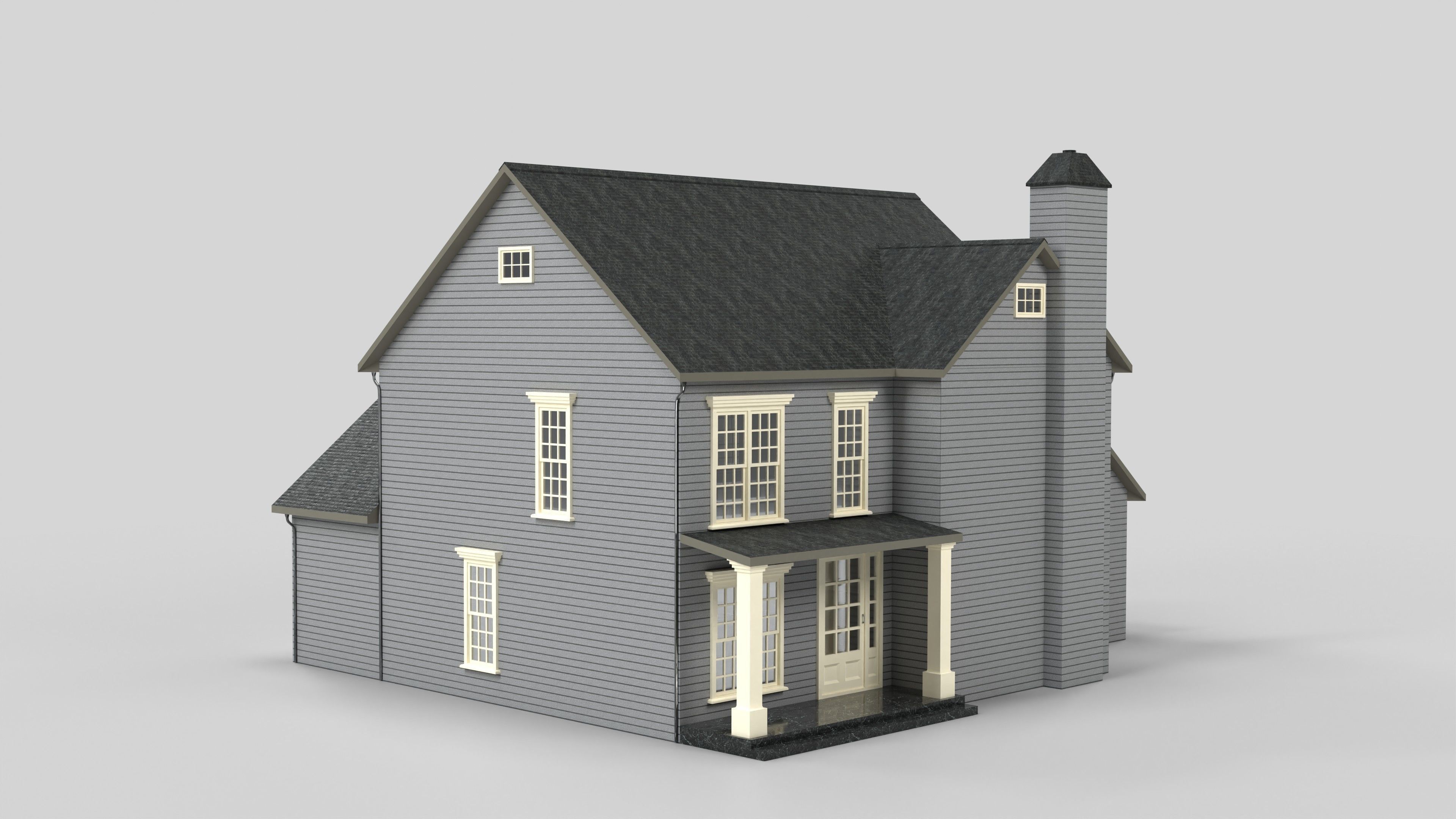 British House Design 06T2 Low-poly 3D model_1