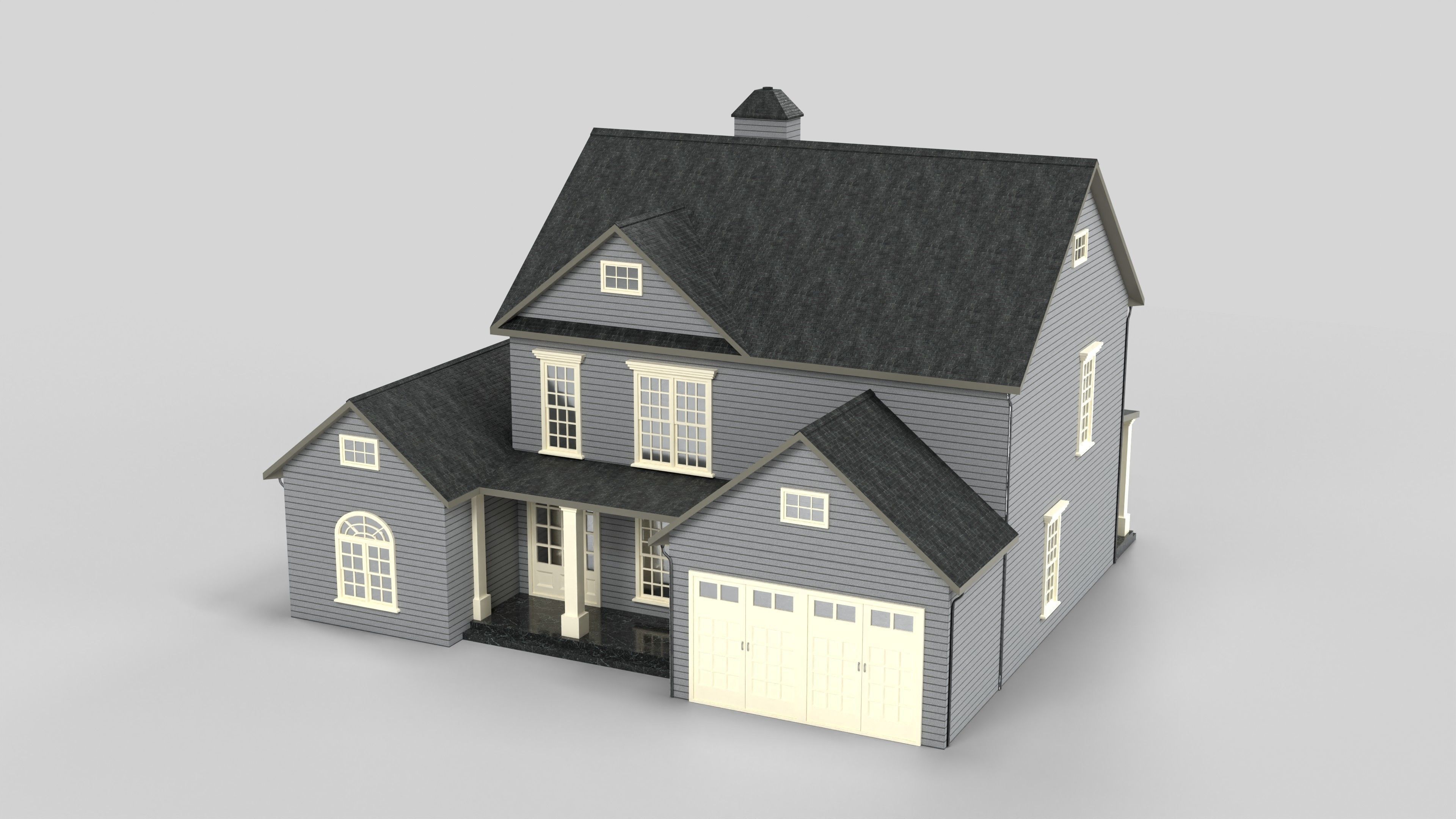 British House Design 06T2 Low-poly 3D model_2