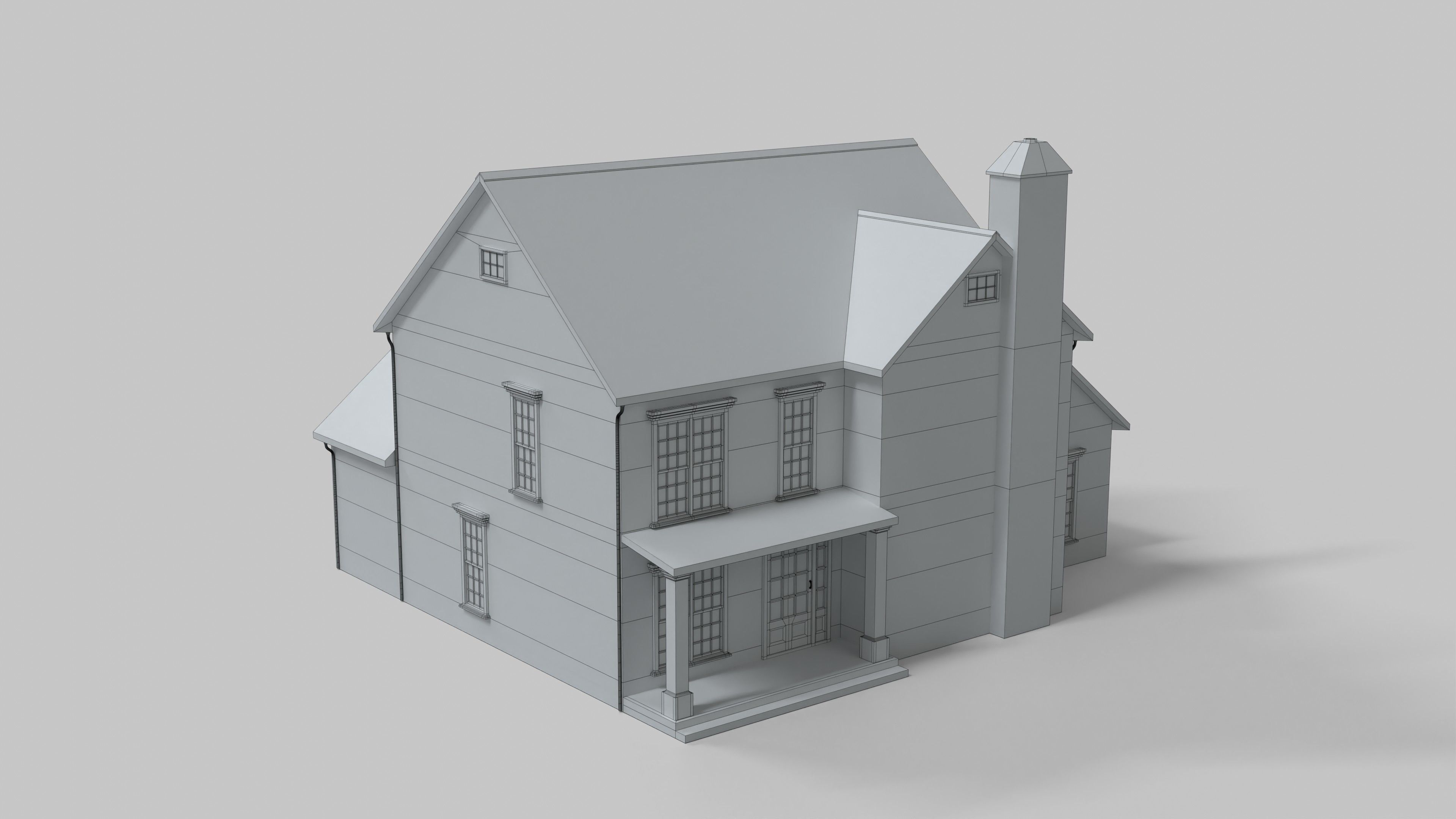 British House Design 06T2 Low-poly 3D model_5