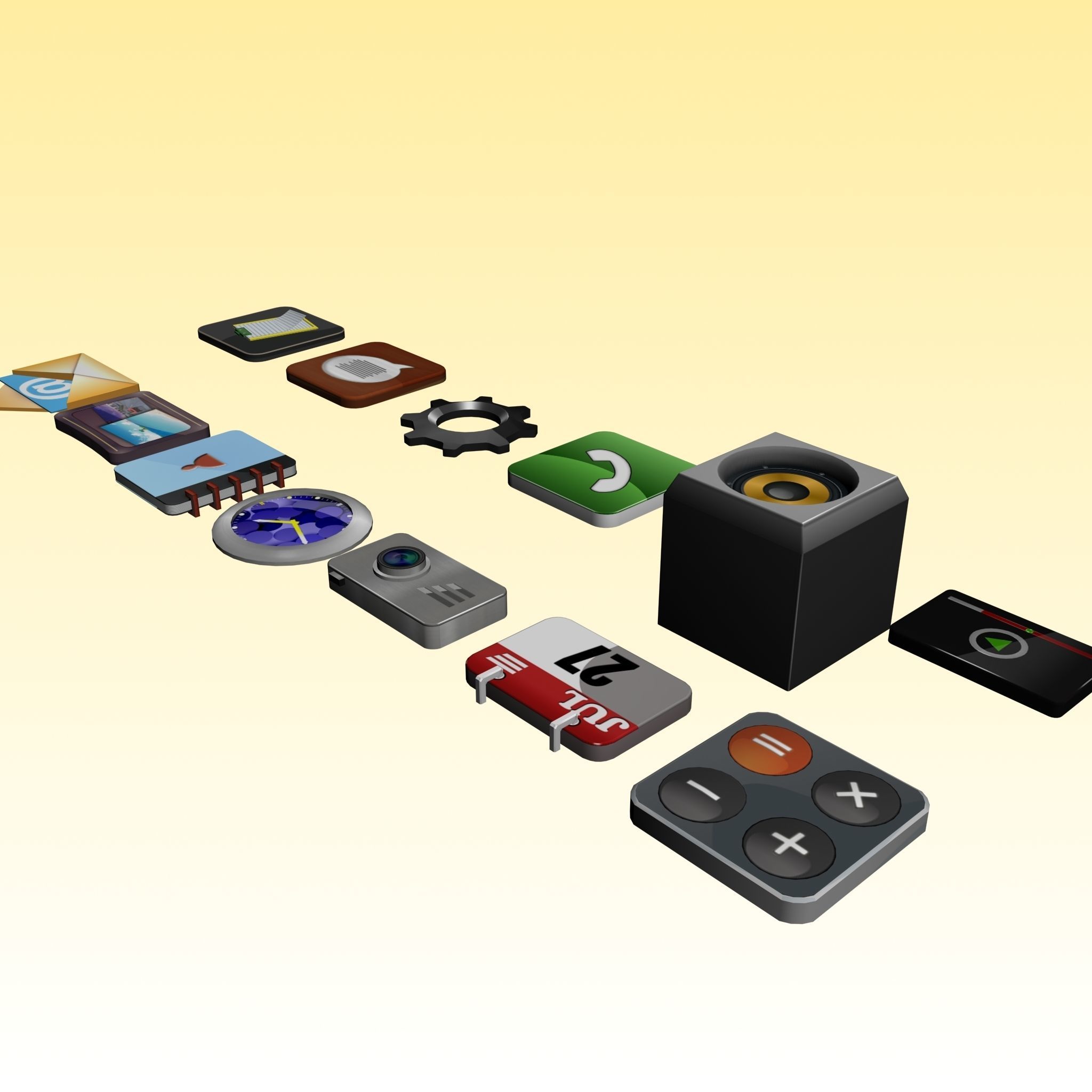 Apps 3d icon low poly Low-poly 3D model_4