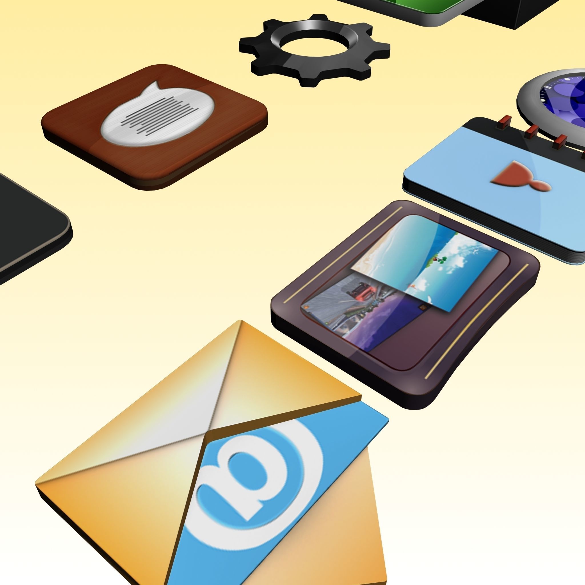 Apps 3d icon low poly Low-poly 3D model_6