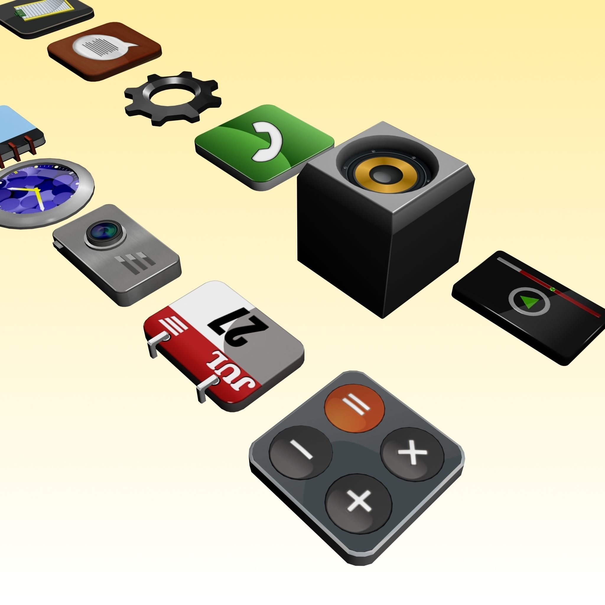 Apps 3d icon low poly Low-poly 3D model_1