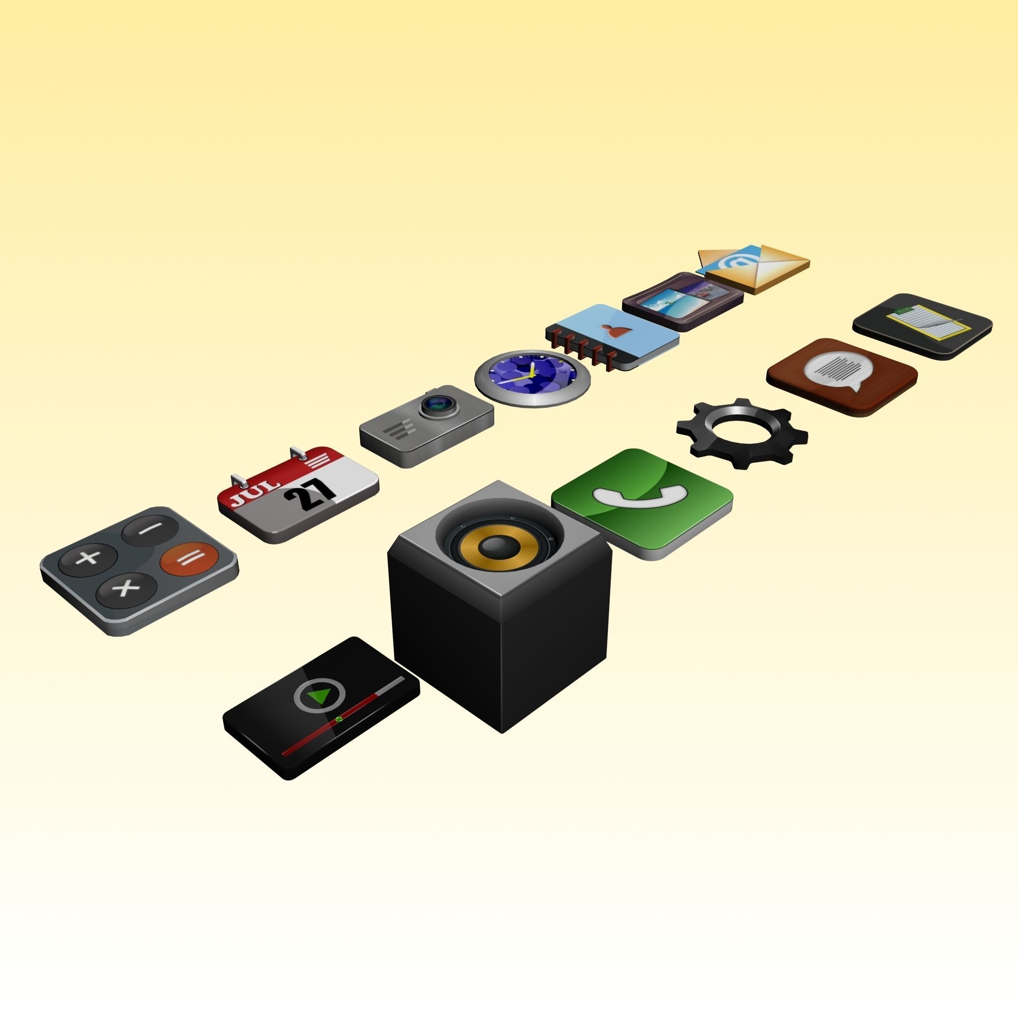 Apps 3d icon low poly Low-poly 3D model_3
