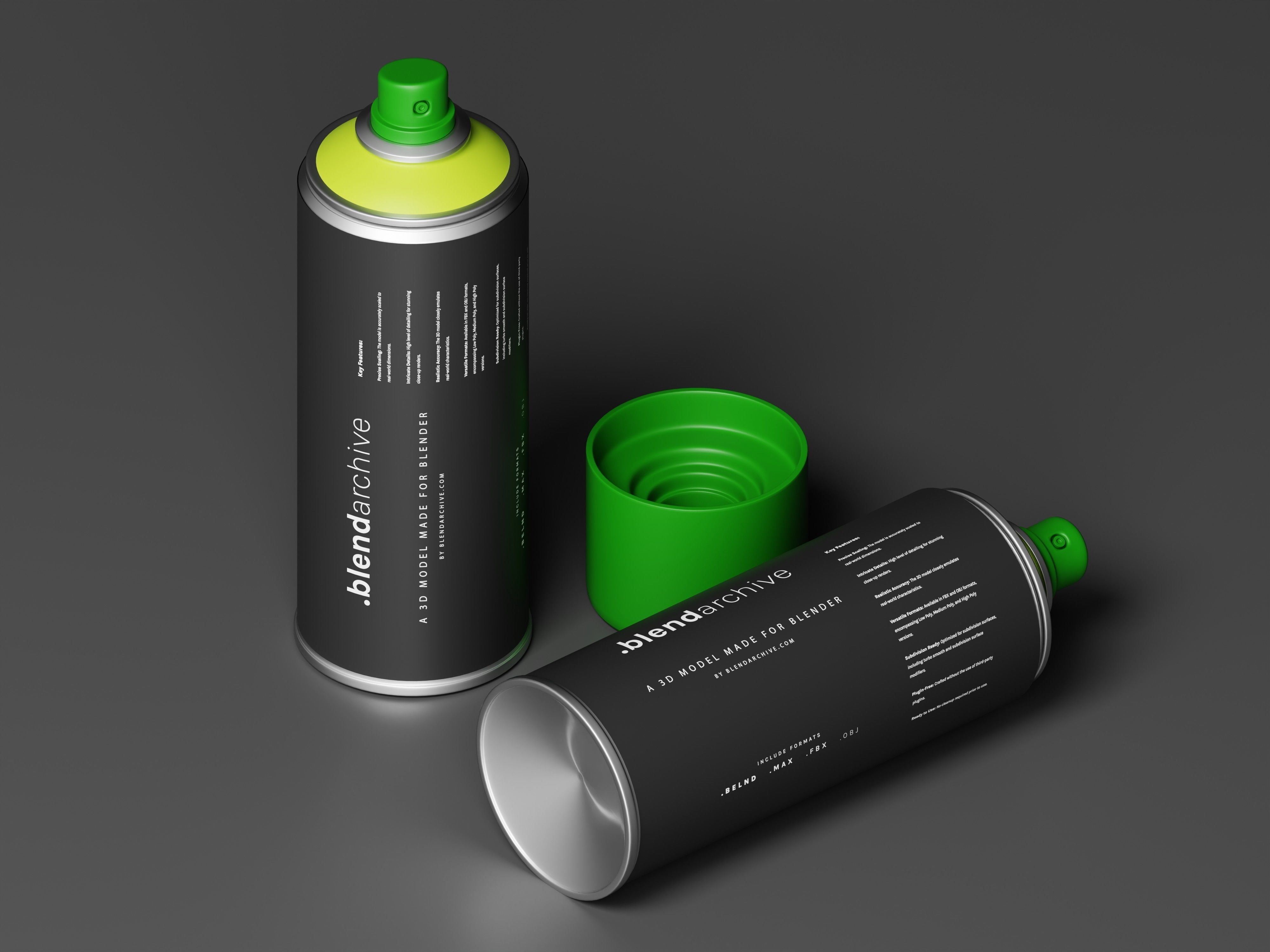 Parrot Green Spray Paint 3D Model Low-poly 3D model_9