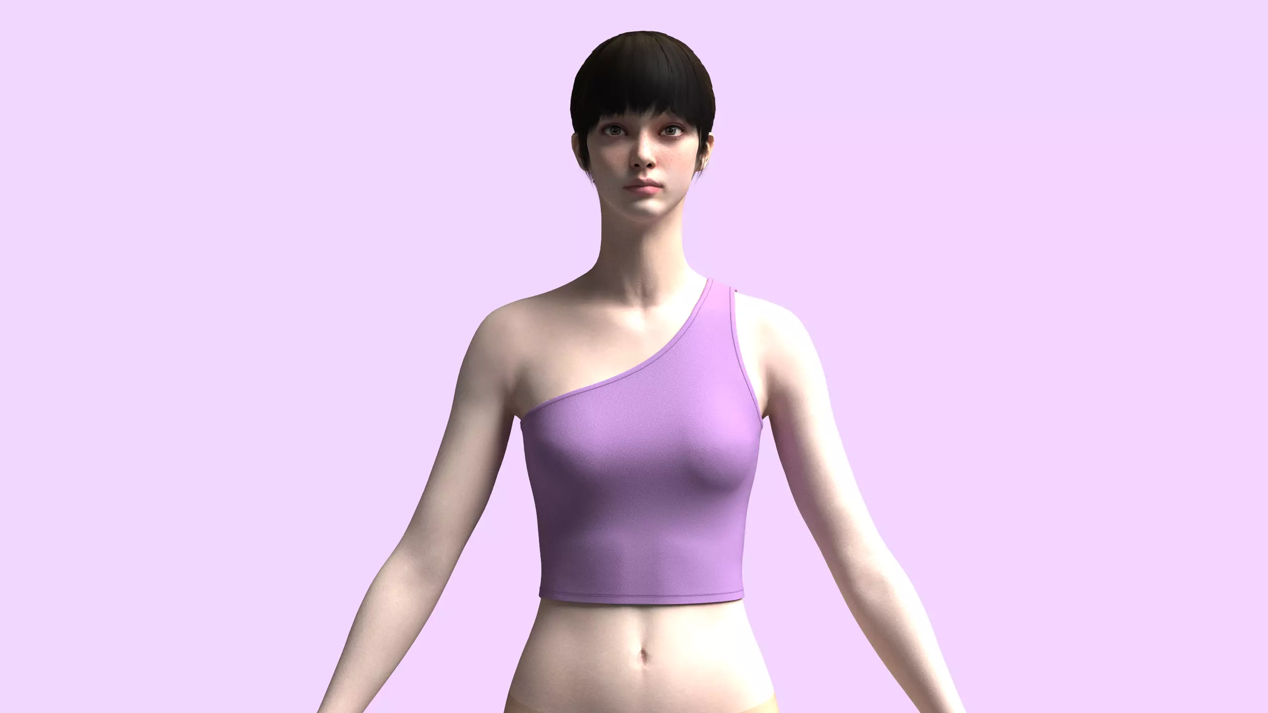 Asymmetric-One Shoulder Top 3D model