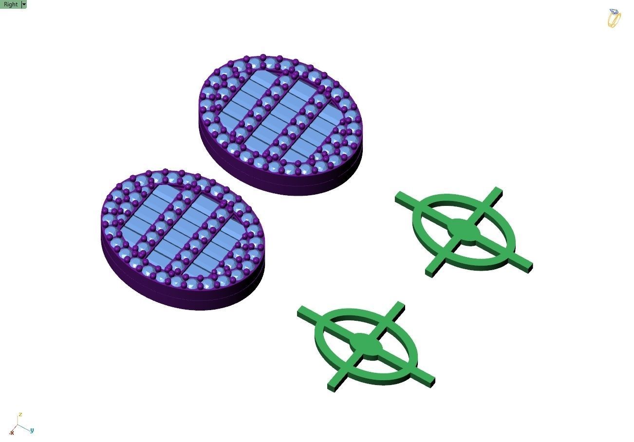 Custom Oval Studs Ice-out Baguettes Diamond Studs - Unisex 16mm 3D print model_13