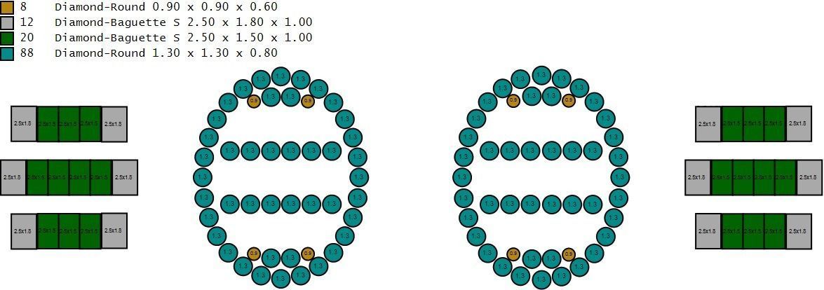 Custom Oval Studs Ice-out Baguettes Diamond Studs - Unisex 16mm 3D print model_19