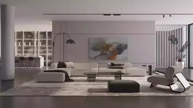 Levi Living Room Interior Design 3D model 2