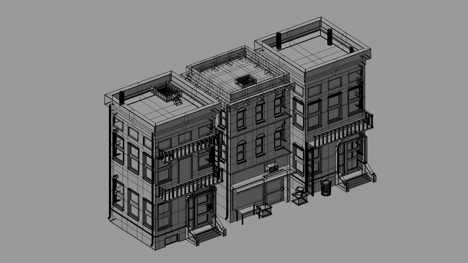 Three Low Poly House Collection Low-poly 3D model_5