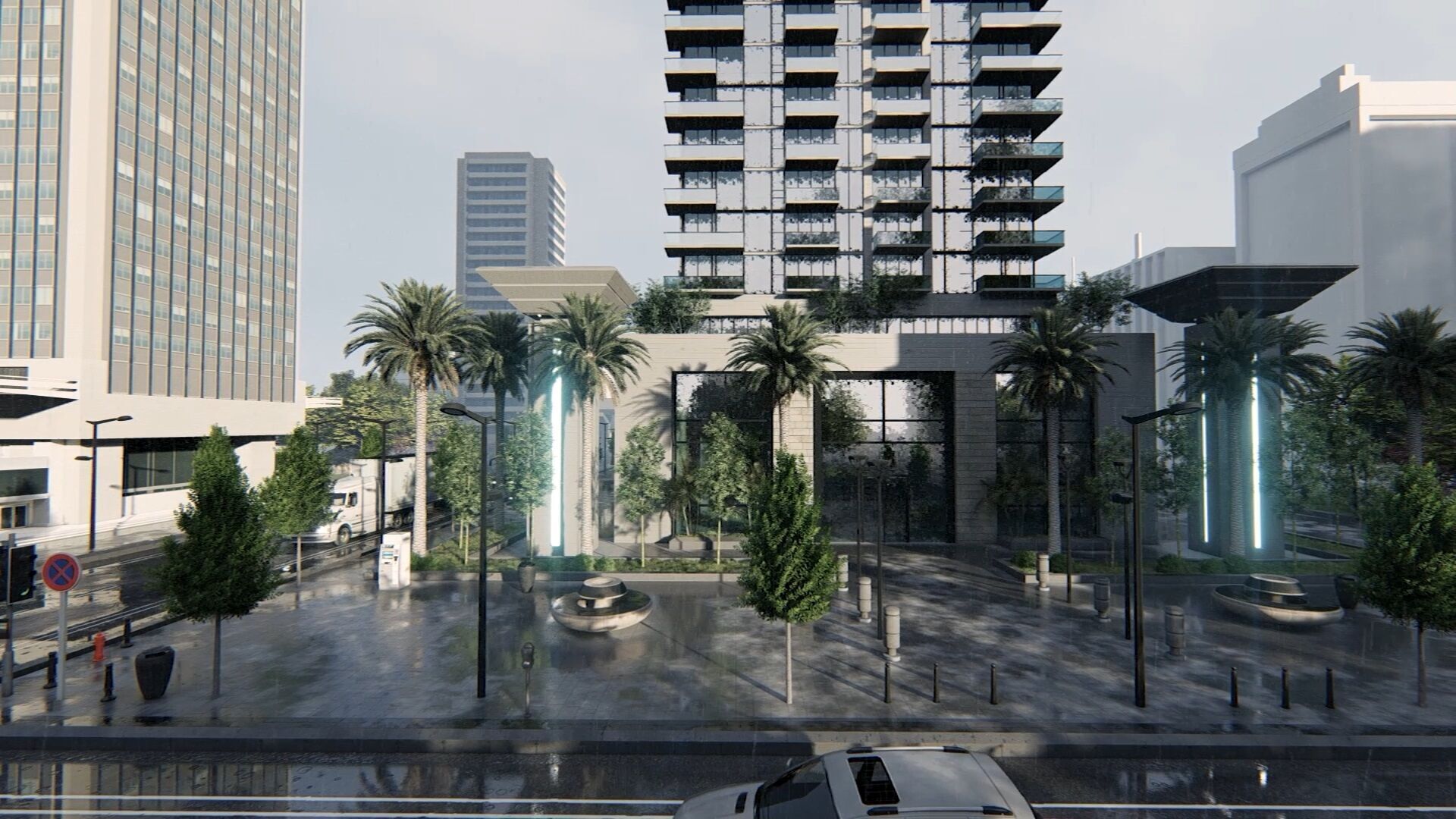 Azure Tower Exterior Design 3D model_5